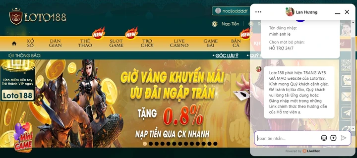 giao diện của loto188