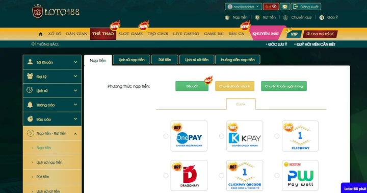 nạp tiền loto188